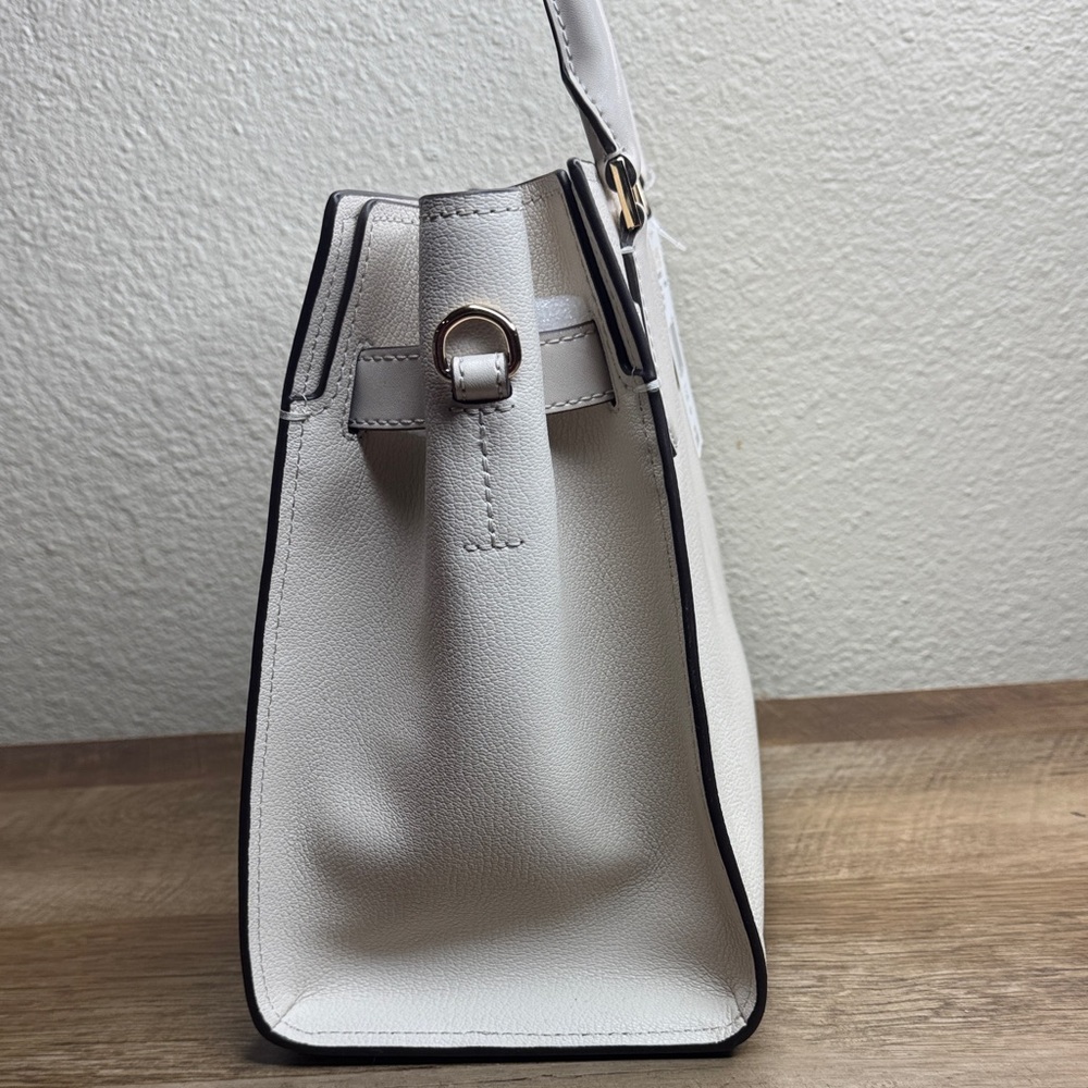 Michael Kors Hamilton Leather Medium Light Cream Satchel with Gold Accents - Picture 6 of 8